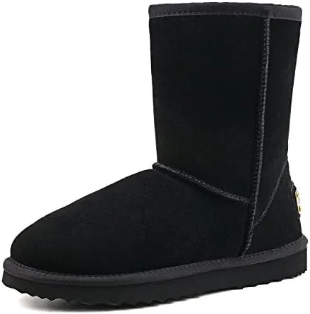 ausland genuine suede boots for men snow boots for men waterproof mens winter short boot 9us black 5625 43eu