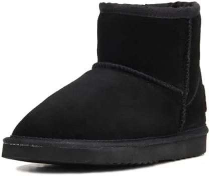 ausland genuine suede boots for women winter ankle boot womens snow boots 65us black a5854 37eu